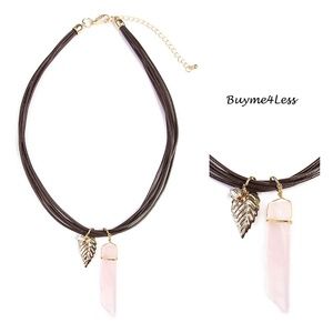 Pink Crystal Amethyst Sapphire Gemstone Necklace